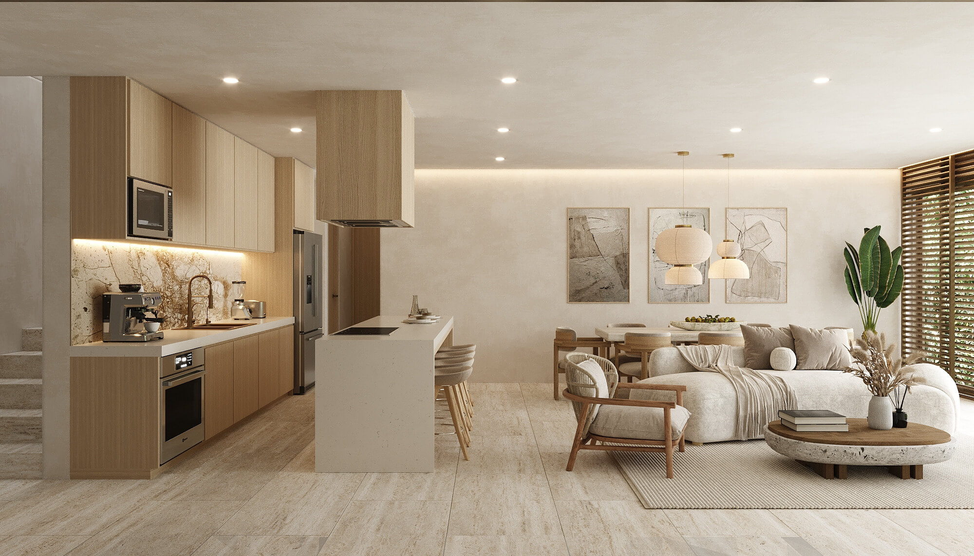 Penthouse Helora con sala, comedor, cocina y dise&ntilde;o luminoso